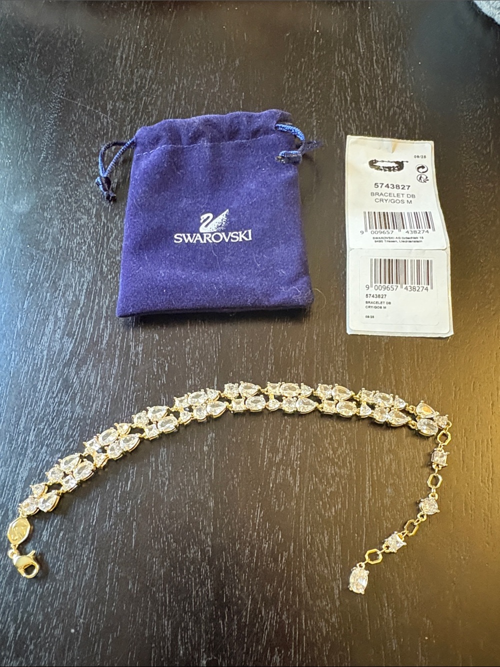 Swarovski Gold-Tone Crystal Tennis Bracelet - Clear Crystals